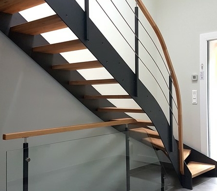 escalier bois métal sur mesure sans contremarche limon droit