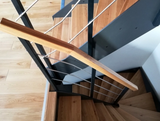 double escalier contemporain limon droit bois metal